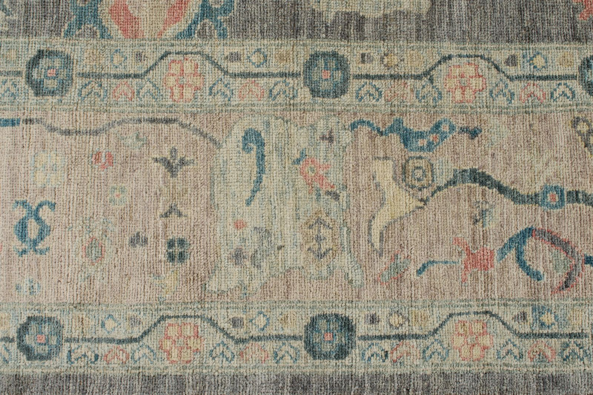 9x12 Gray and Multicolor Turkish Oushak Rug