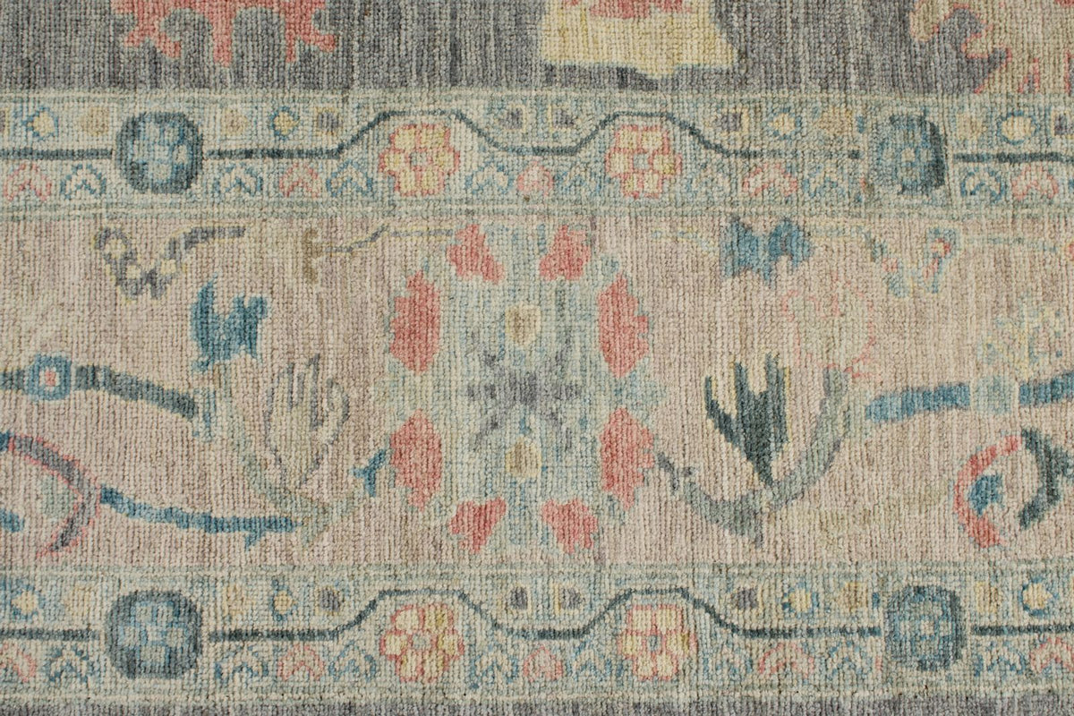 9x12 Gray and Multicolor Turkish Oushak Rug