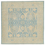 8x8 Blue and Ivory Turkish Oushak Rug