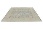 8x8 Blue and Ivory Turkish Oushak Rug