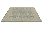 8x8 Blue and Ivory Turkish Oushak Rug
