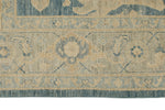 8x8 Blue and Ivory Turkish Oushak Rug