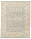 8x10 Blue and Ivory Turkish Oushak Rug