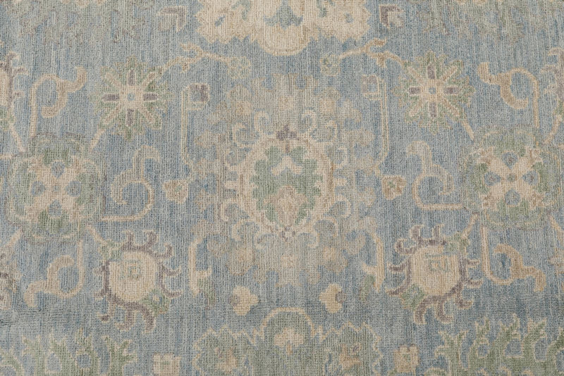 8x10 Blue and Ivory Turkish Oushak Rug