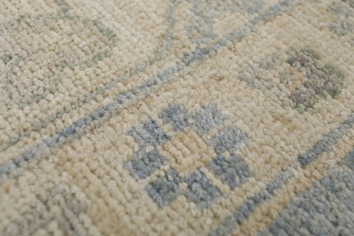 8x10 Blue and Ivory Turkish Oushak Rug