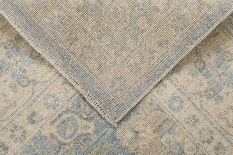 8x10 Blue and Ivory Turkish Oushak Rug
