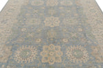 8x10 Blue and Ivory Turkish Oushak Rug