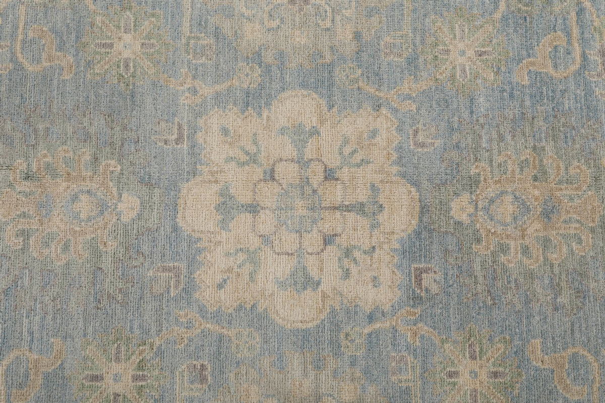 8x10 Blue and Ivory Turkish Oushak Rug