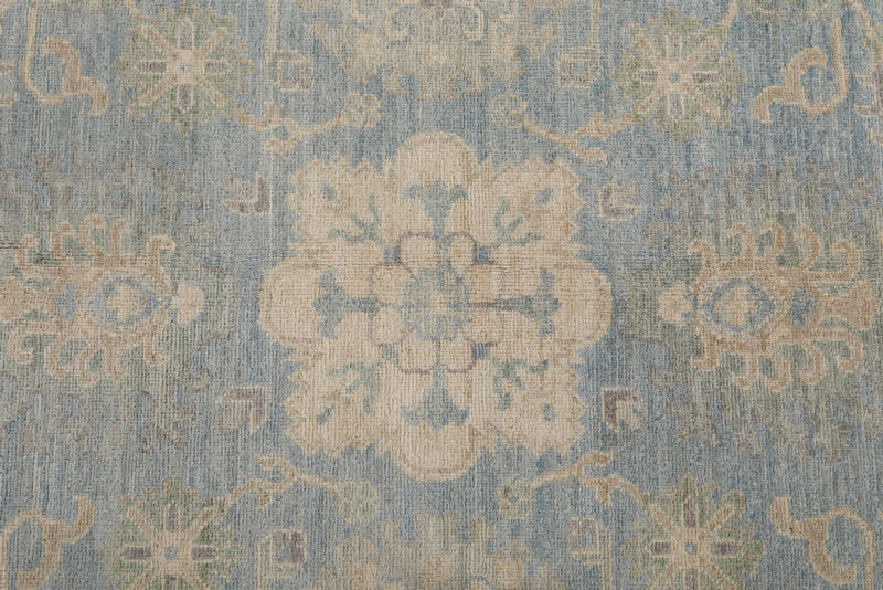 8x10 Blue and Ivory Turkish Oushak Rug