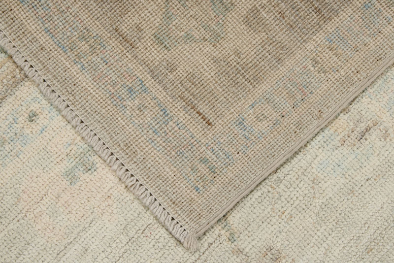 6x9 Beige and Brown Turkish Oushak Rug