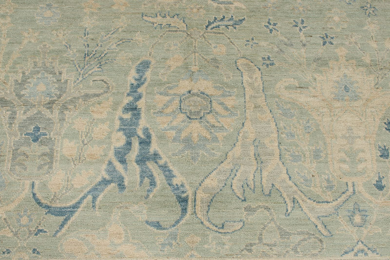 8x10 Light Olive Green and Ivory Turkish Oushak Rug
