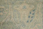 8x10 Light Olive Green and Ivory Turkish Oushak Rug