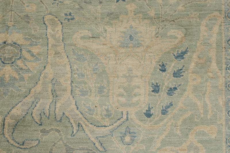 8x10 Light Olive Green and Ivory Turkish Oushak Rug