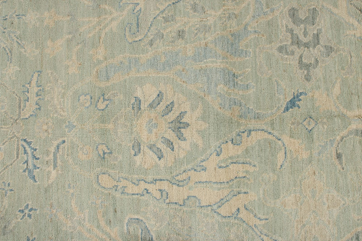 8x10 Light Olive Green and Ivory Turkish Oushak Rug