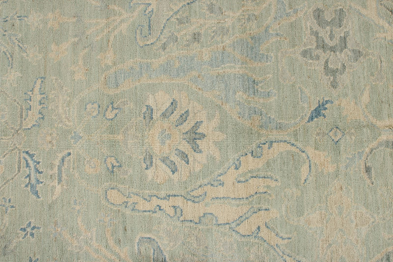 8x10 Light Olive Green and Ivory Turkish Oushak Rug