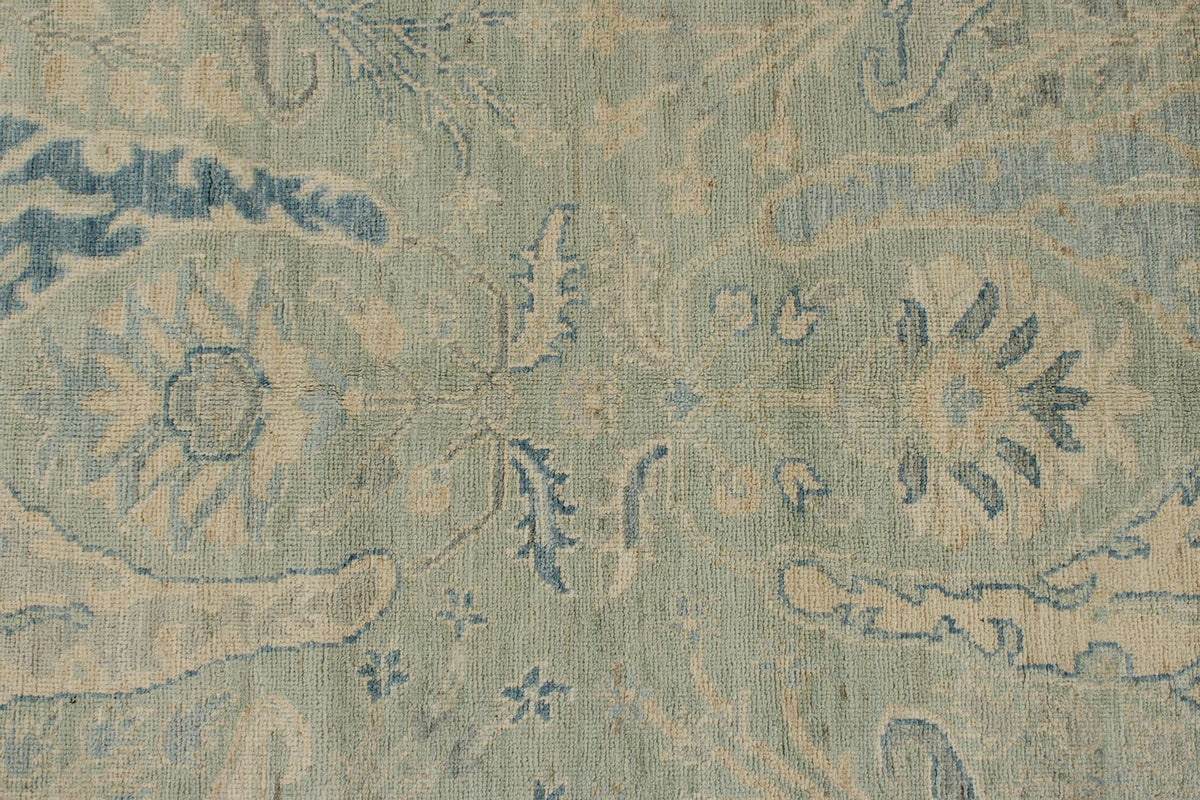 8x10 Light Olive Green and Ivory Turkish Oushak Rug