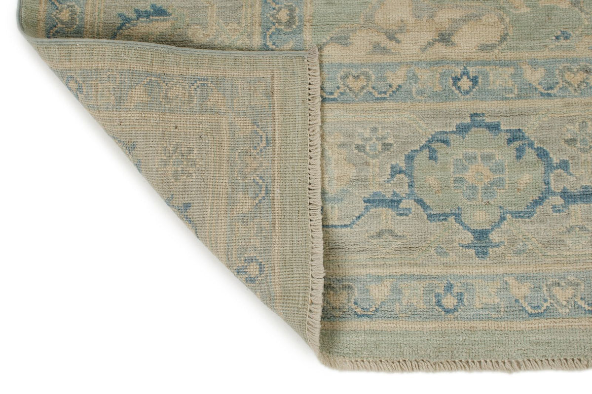 8x10 Light Olive Green and Ivory Turkish Oushak Rug