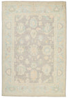 6x9 Light Gray and Blue Turkish Oushak Rug