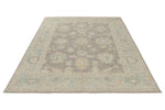 6x9 Light Gray and Blue Turkish Oushak Rug