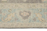 6x9 Light Gray and Blue Turkish Oushak Rug