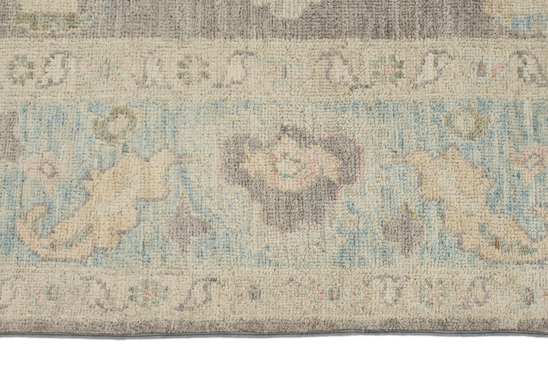 6x9 Light Gray and Blue Turkish Oushak Rug