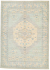 6x8 Blue and Beige Turkish Oushak Rug