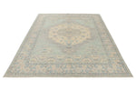 6x8 Blue and Beige Turkish Oushak Rug