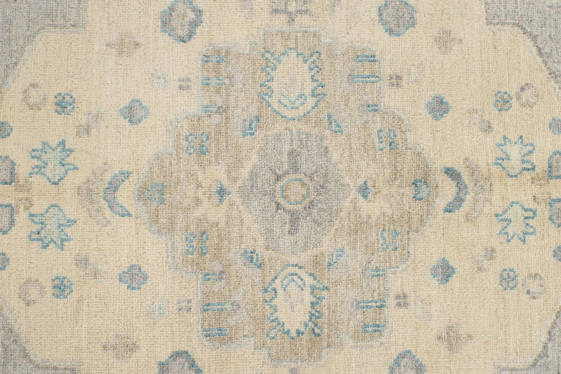 6x8 Blue and Beige Turkish Oushak Rug