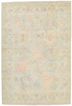 6x9 Light Gray and Light Blue Turkish Oushak Rug