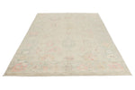 6x9 Green and Beige Turkish Oushak Rug