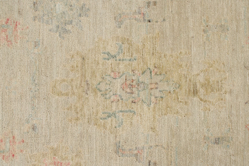 6x9 Green and Beige Turkish Oushak Rug