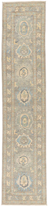 3x12 Light Gray and Ivory Turkish Oushak Runner