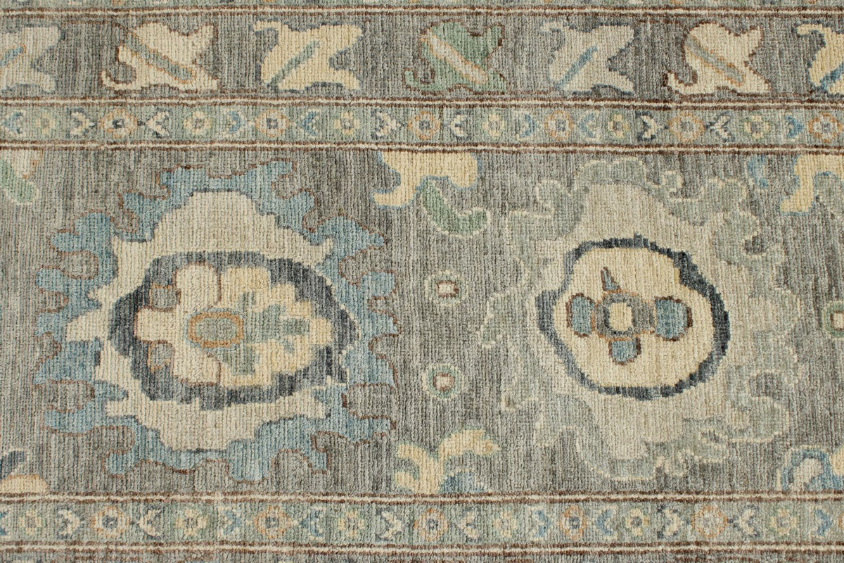 3x12 Light Gray and Multicolor Oushak Runner