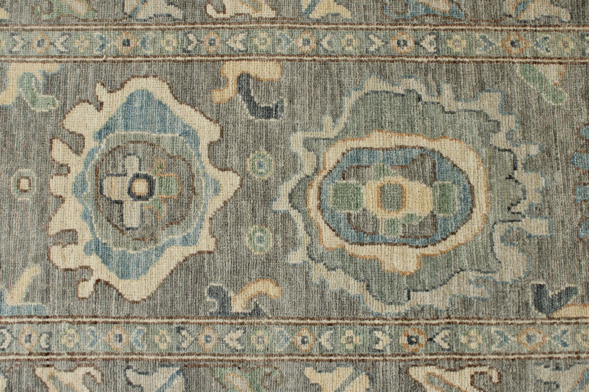 3x12 Light Gray and Multicolor Oushak Runner