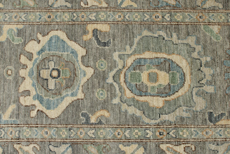3x12 Light Gray and Ivory Turkish Oushak Runner