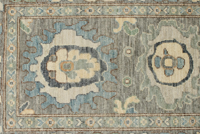 3x12 Light Gray and Ivory Turkish Oushak Runner