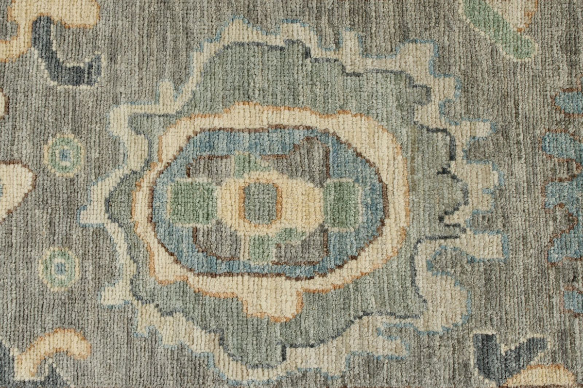 3x12 Light Gray and Multicolor Oushak Runner