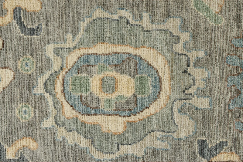 3x12 Light Gray and Ivory Turkish Oushak Runner