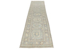 3x12 Light Gray and Ivory Turkish Oushak Runner