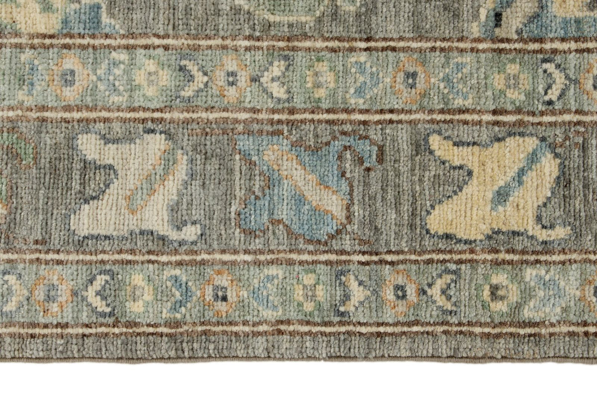 3x12 Light Gray and Multicolor Oushak Runner