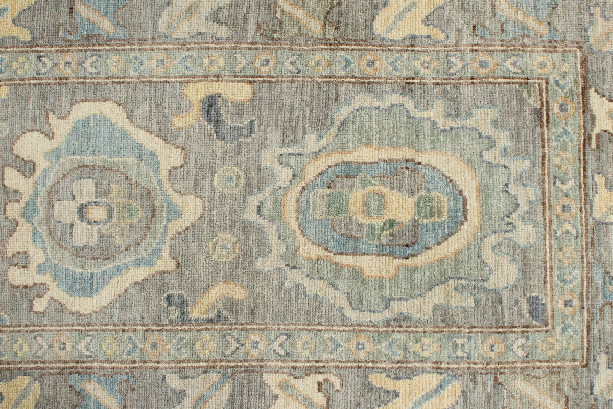 3x12 Light Gray and Multicolor Oushak Runner