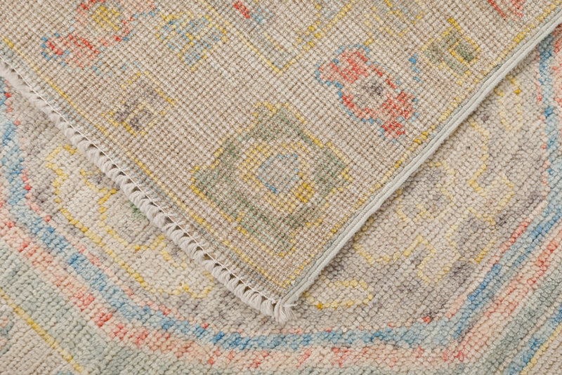 3x10 Light Blue and Beige Turkish Oushak Runner