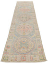 3x10 Light Blue and Beige Turkish Oushak Runner