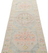 3x10 Light Blue and Beige Turkish Oushak Runner