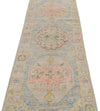 3x10 Light Blue and Beige Turkish Oushak Runner