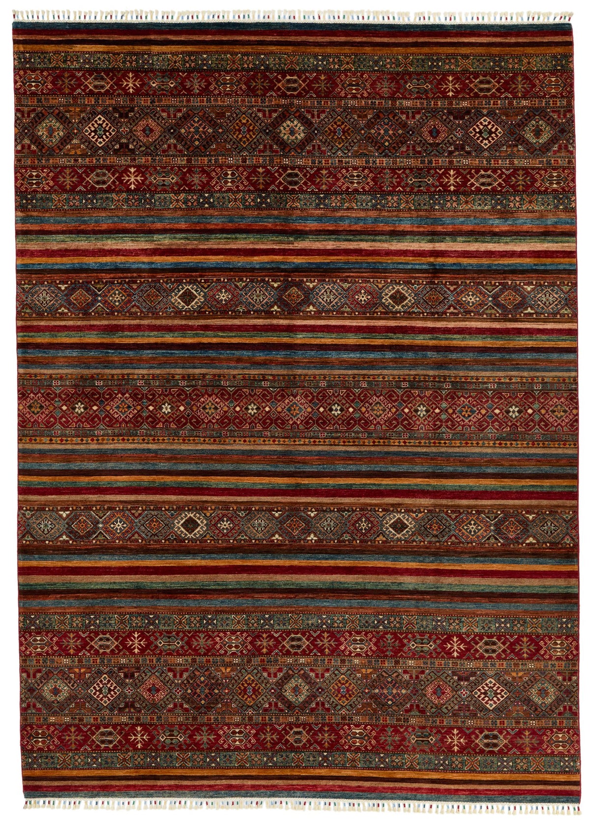 8x12 Multicolor and Brown Tribal Rug