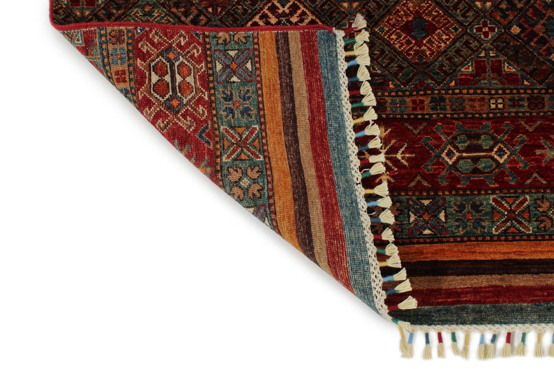 8x12 Multicolor and Brown Tribal Rug
