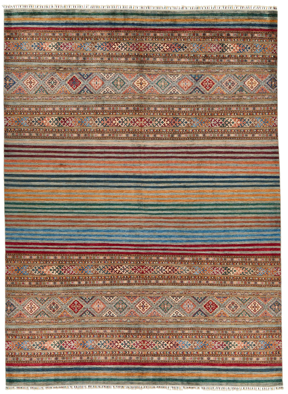 9x12 Brown and Multicolor Tribal Rug