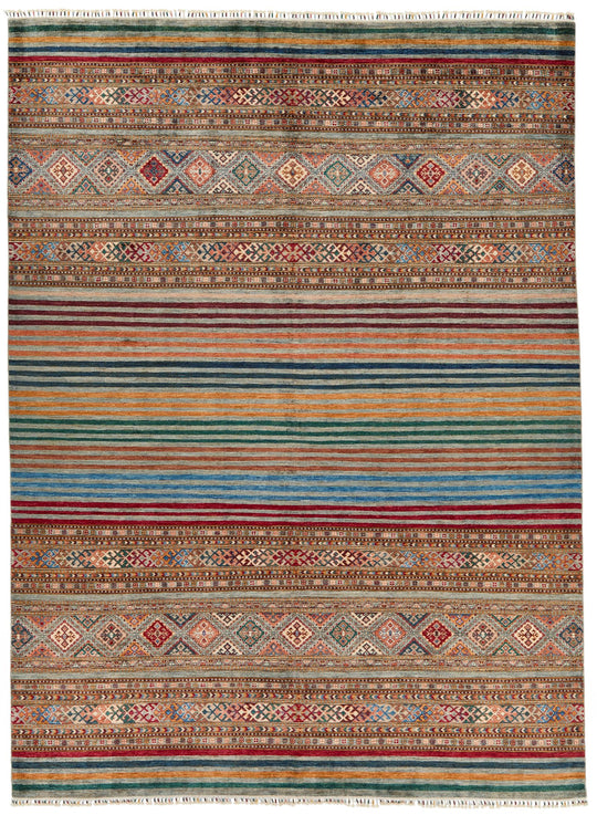 9x12 Brown and Multicolor Tribal Rug