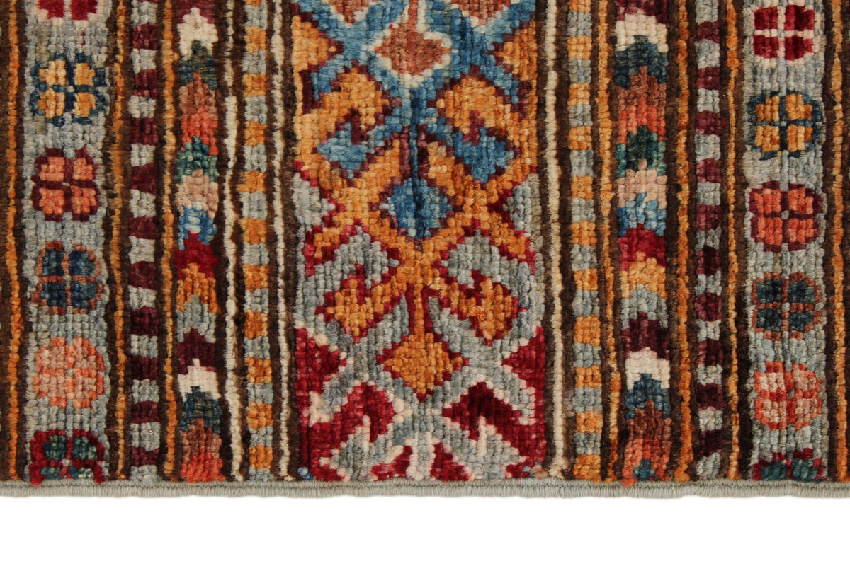 9x12 Brown and Multicolor Tribal Rug